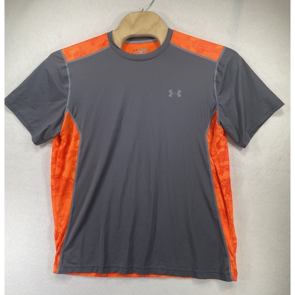 UNDER‎ ARMOUR men's size 2XL heat gear FITTED gray & orange C115